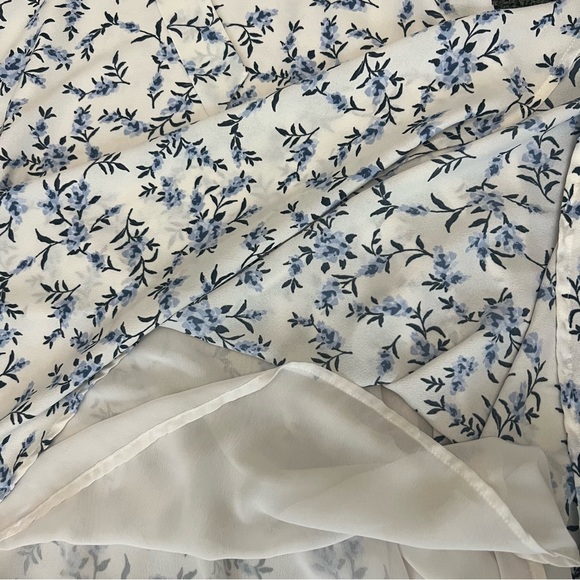 1. SLATE Blue & White Floral Sleeveless Ruffle Midi Modest Dress V-Neck Sz 8 - Picture 10 of 16
